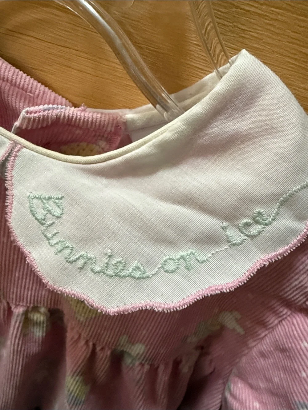 OshKosh B'gosh Pink CorduroyTiered 1987 Dress & Bunnies On Ice” Collar 3 Toddler